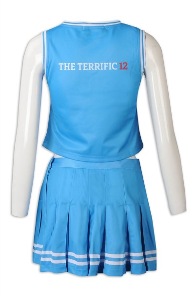 CH201 Mass Customized Sleeveless Waist Dress Cheerleading Dress Fashion Cheerleading Dress Cheerleading Dress Shop Blue  glee cheerios uniform  gladiator cheer skirt back view